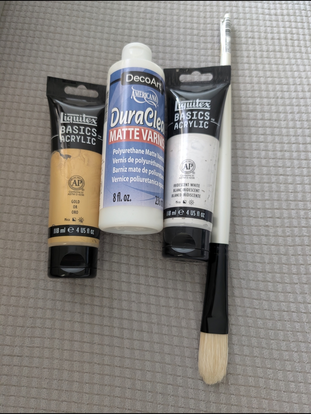 Liquitex Basics Acrylics + DecoArt DuraClear Matte Varnish & Brush